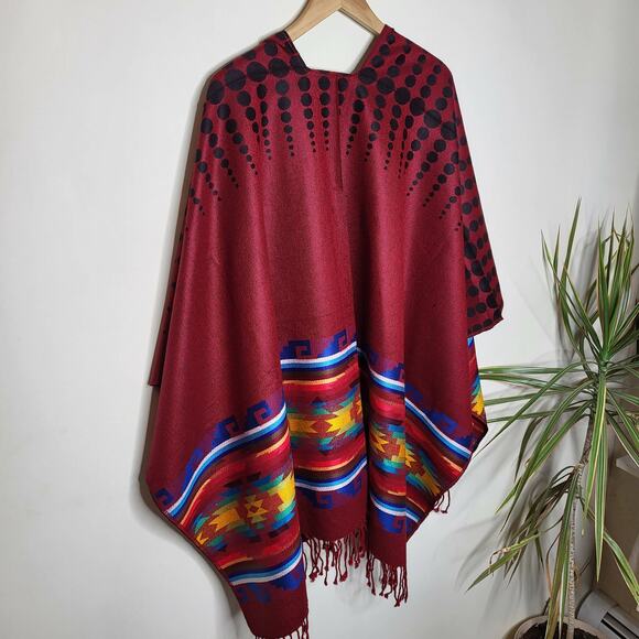 Authentic Alpaca Wool Unisex Ruana Cape Poncho Shawl - Lightweight - Boho - Picture 6 of 9
